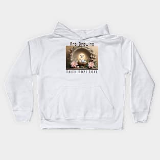 Art drawing: Faith hope love Kids Hoodie